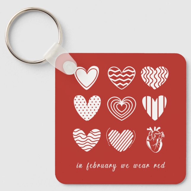 Porte-clés En Février, Nous allons Red Heart Disease Awarenes (Recto)