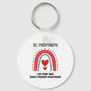Porte-clés En Février Nous Portons Red Fighter Heart Disease