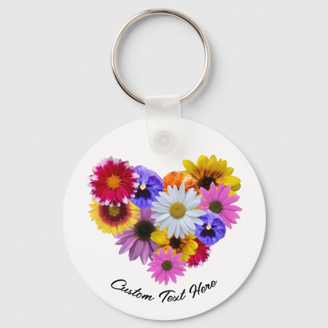 Porte-clés En Fleur - Bouquet Floral En Forme De Coeur (Recto)