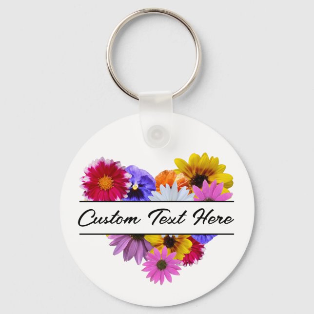 Porte-clés En fleurs - Fleurs en forme de cœur (Recto)