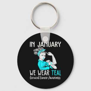 Porte-clés En Janvier Nous Portons Turquoise Pour Le Cervical