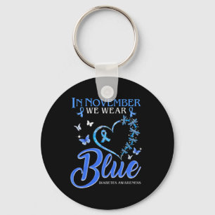 Porte-clés En Novembre Nous Portons Bleu Coeur Papillon Diabè