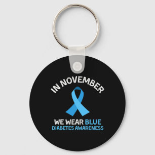 Porte-clés En Novembre Nous Portons Blue Support Diabetes Awa