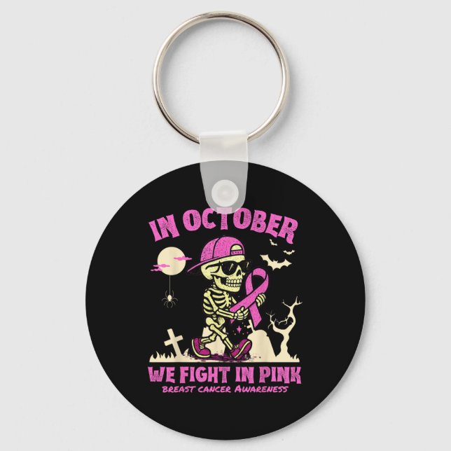 Porte-clés En Octobre Nous Luttons Dans Le Skeleton Rose Canc (Recto)