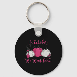 Porte-clés En Octobre Nous Portons Citrouille Rose Halloween