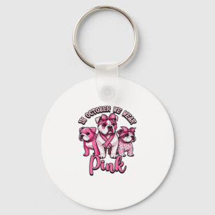 Porte-clés En Octobre Nous Portons Rose � Halloween Chiens Mi