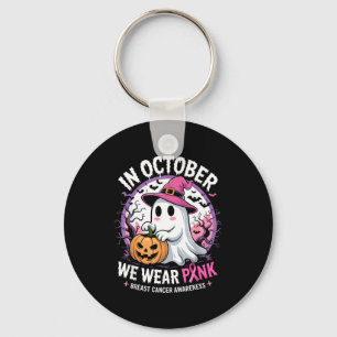 Porte-clés En octobre, portez un cancer du sein Halloween fan