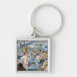 Porte-clés En pêchant en eaux peu profondes utilisant des