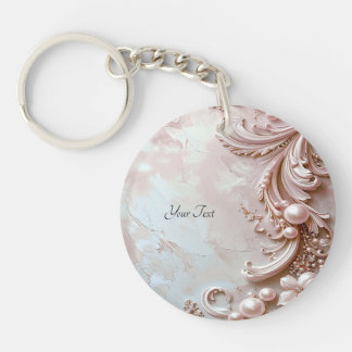 Porte-clés en perle ornementale rose et floral