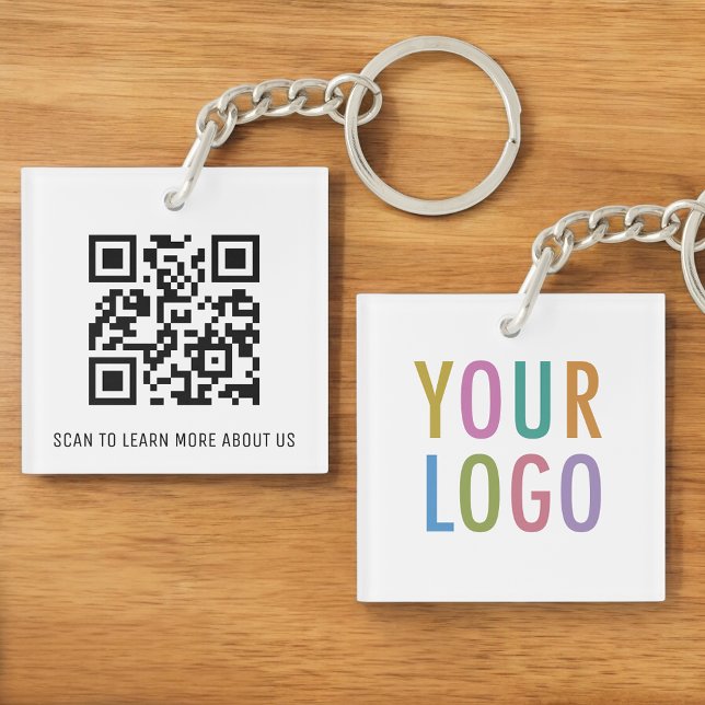 Porte-clés en QR Code en acrylique carré avec logo (MISOOK Square Acrylic QR Code Keychain with Logo)
