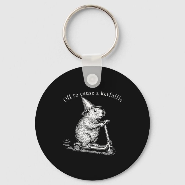 Porte-clés En route pour causer une pagaille Funny Groundhog  (Recto)