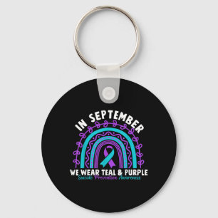 Porte-clés En Septembre Portons le Ruban Sarcelle Violet pour
