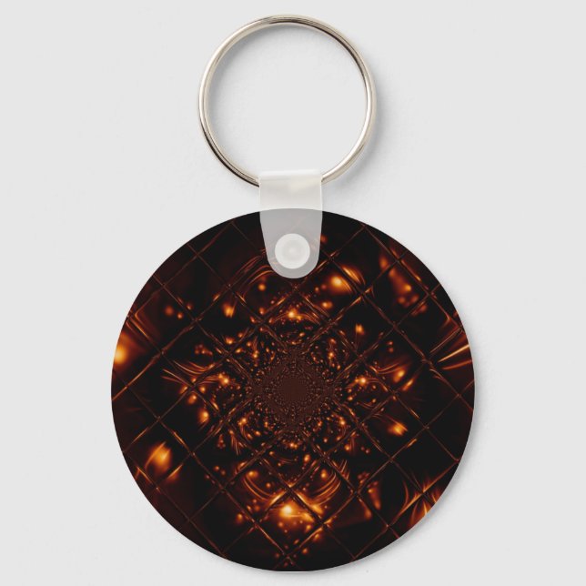 Porte-clés en verre fractale de feu abstrait (Recto)