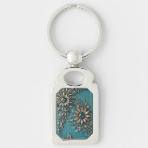 Porte-clés en verre iridescent perlé