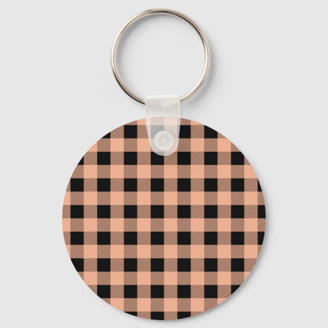 Porte-clés en vichy Melon et Noir (Recto)