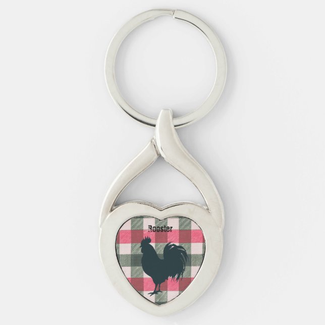 Porte-clés En vichy Rooster personnalisable (Devant)