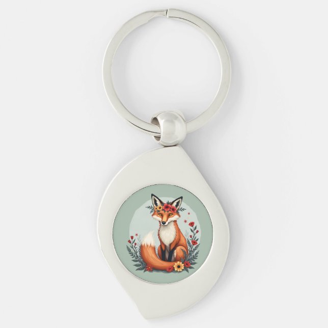 Porte-clés Enchanter Floral Fox Woodland Folk Art (Devant)