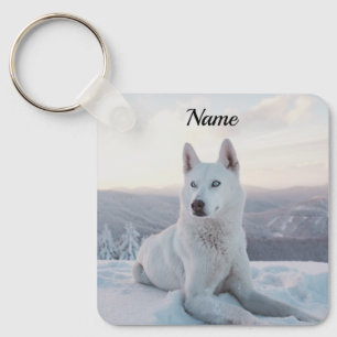 Porte-clés Enchanting White Husky Dog in the snow