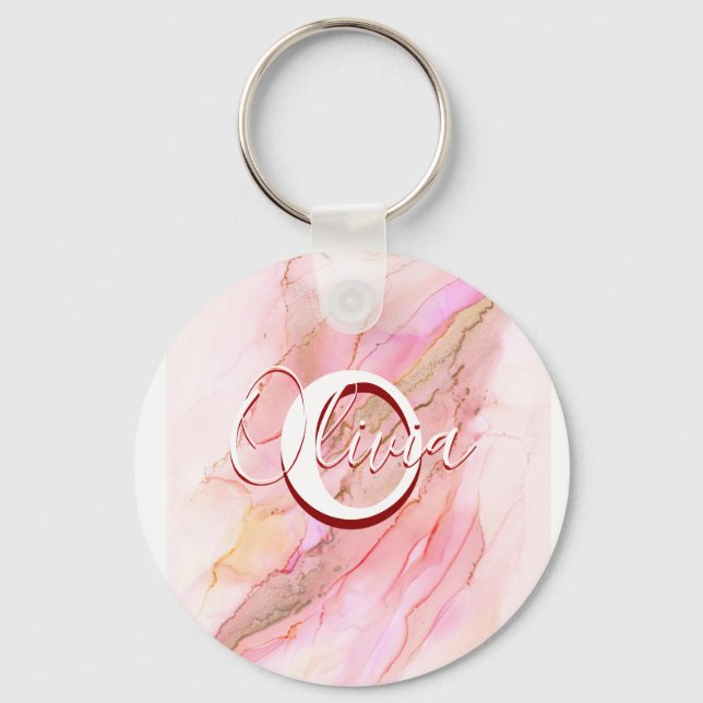 Porte-clés Encre D'Alcool Fluide Rose Doux (Recto)