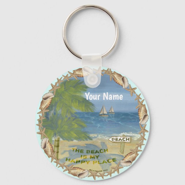 Porte-clés Endroit heureux de la plage (Recto)