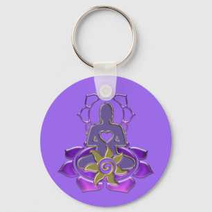 Porte-clés énergie BUDDHA violet clair