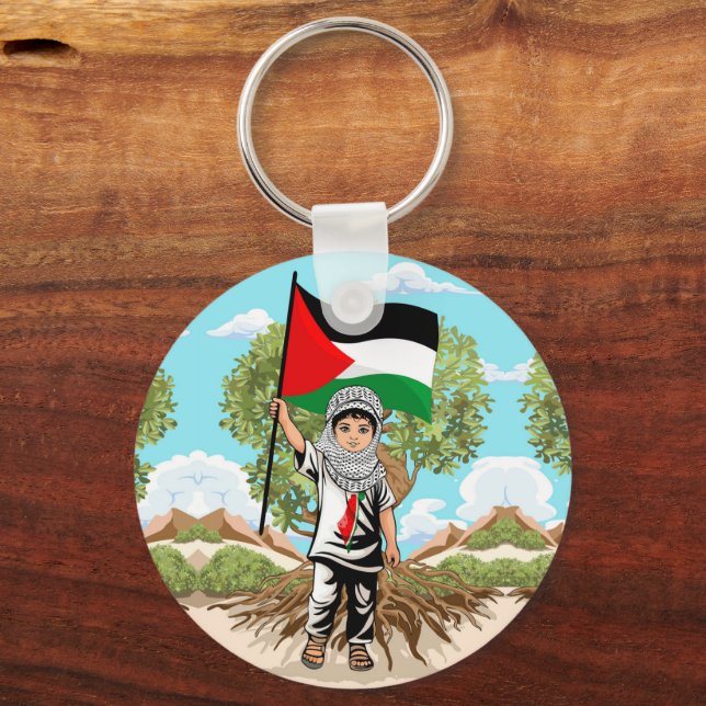 Porte-clés Enfant avec le drapeau de Keffiyeh Palestine (Recto)
