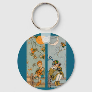 Porte-clés Enfant et fille des années 1920 en automne