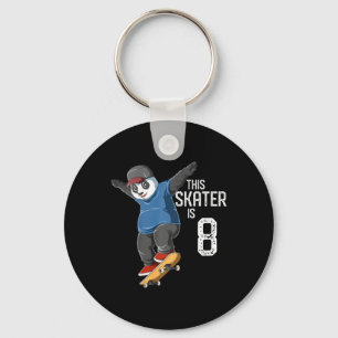 Porte-clés Enfant Panda Skateur - Ce Skateur a 8 Ans - B