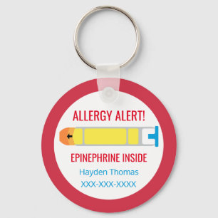 Porte-clés Enfants Alerte d'allergie personnalisée Epinephrin