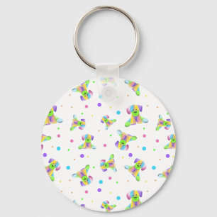 Porte-clés enfants arc-en-ciel chien chiot pois couleurs vive