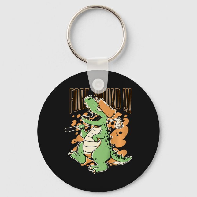 Porte-clés Enfants Avant Équipe T-rex Dinosaure Golfeur Graph (Recto)