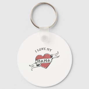 Porte-clés Enfants J'Aime Ma Mama Heart Tattoo Fête des mères