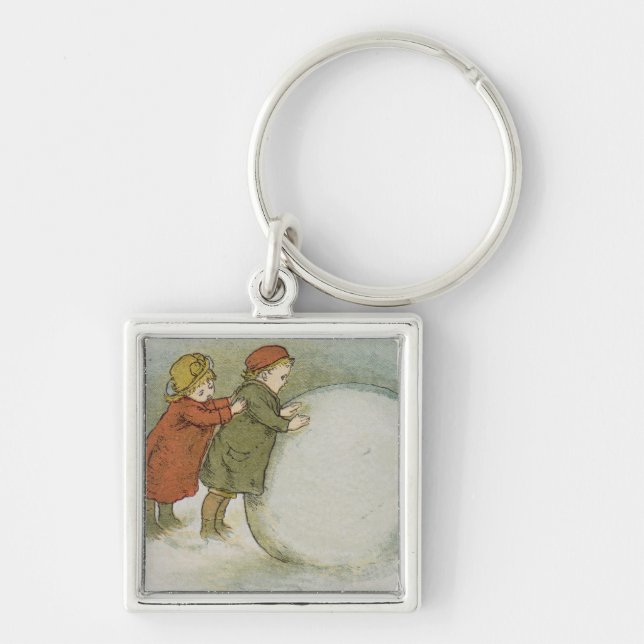 Porte-clés Enfants roulant des boules de neige (Devant)