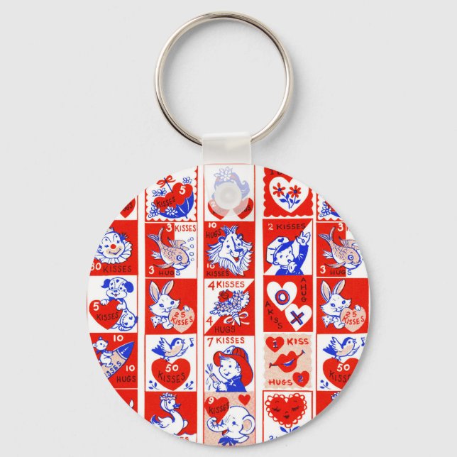 Porte-clés Enfants Saint Valentin Salutations Câlins Baisers  (Recto)