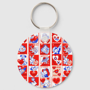 Porte-clés Enfants Valentine Salutation Hugs Baisers Rouge Bl