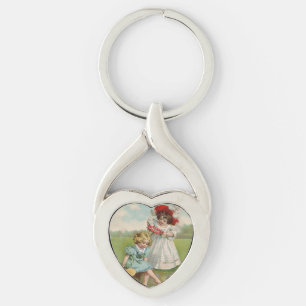 Porte-clés Enfants victoriens Vintage Été Filles Jardin