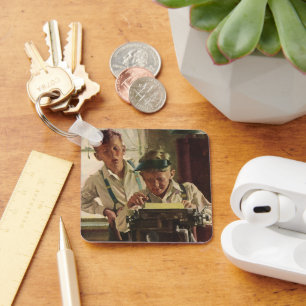 Porte-clés Enfants vintages Garçon Journalistes, Écrivain