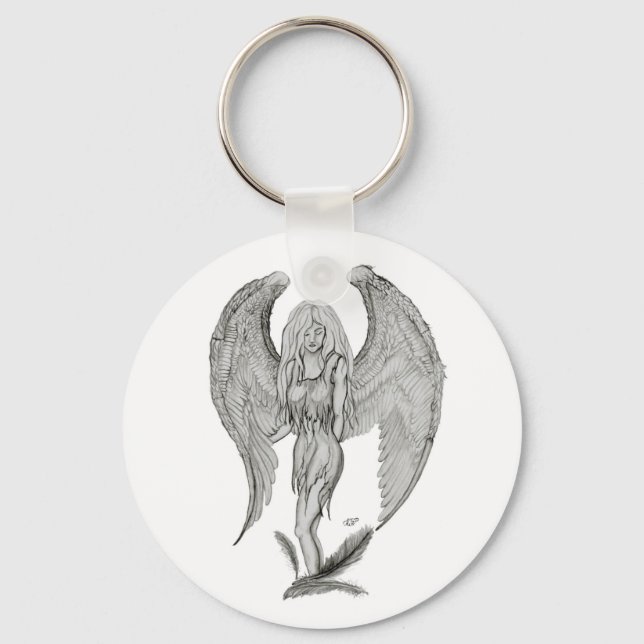 Porte-clés Engel Bleistiftzeichnung Design noir et blanc (Recto)