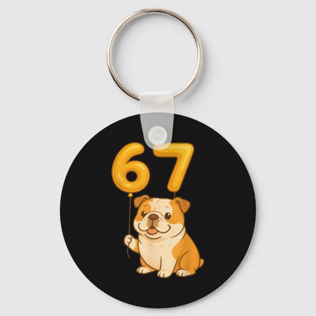 Porte-clés English Bulldog Dog Funny 67 Meme Six Seven Balloo (Recto)