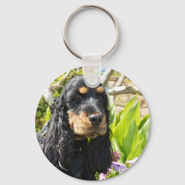 Porte-clés english-cocker-spaniel-noir et bronze (Recto)