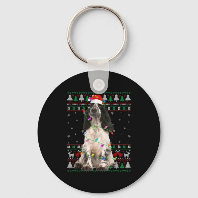 Porte-clés English Springer Spaniel Dog Christmas Ugly Sweate (Recto)