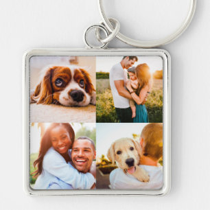 Porte-clés Engravable metal 4 Photo Square Keychain