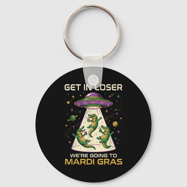 Porte-clés Enlèvement d'alien de Gator de Mardi Gras (Recto)