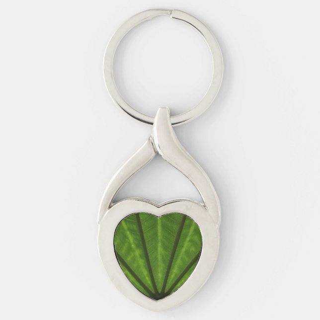Porte-clés Énorme Clôture du coeur Feuille verte (Devant)