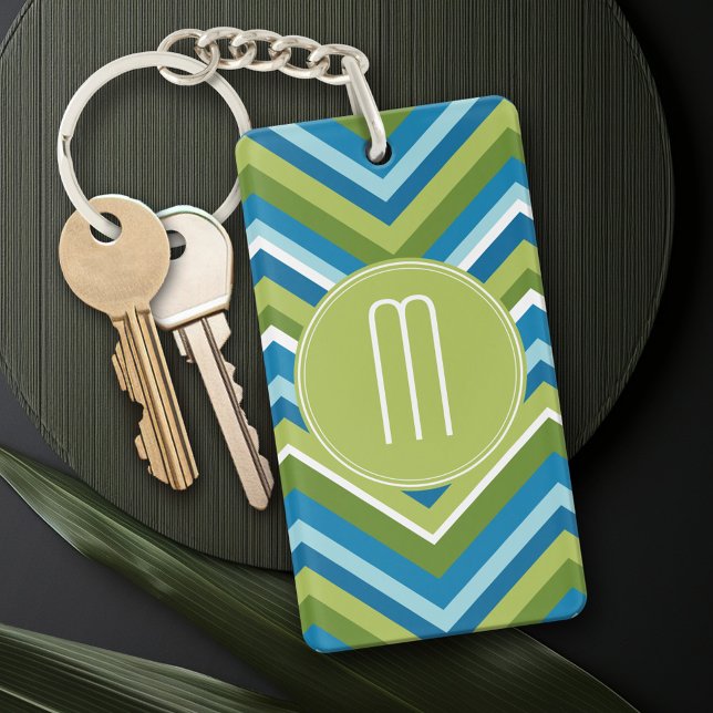 Porte-clés Énorme Motif Chevron brillant avec Monogramme pers (Personalized Keychain - add a monogram or name)