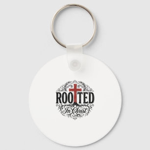 Porte-clés Enraciné dans le Christ Croix Chrétienne Vintage D