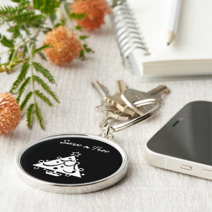 Porte-clés Enregistrer un arbre Noël étoile noir et blanc