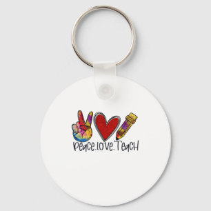 Porte-clés Enseignant Art Paix Amour Enseigner