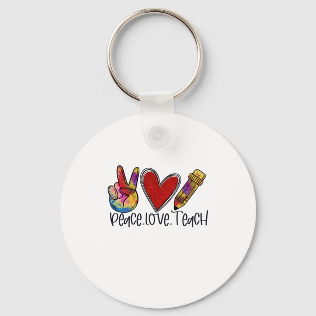 Porte-clés Enseignant Art Paix Amour Enseigner (Recto)