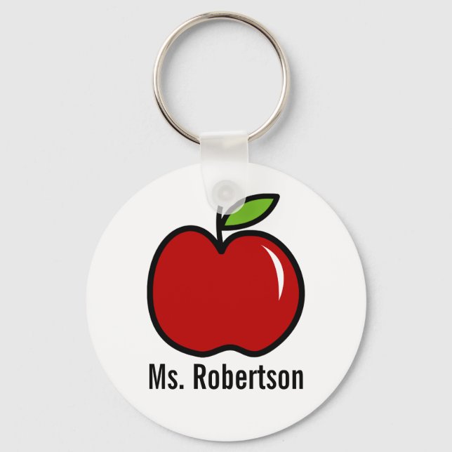 Porte-clés enseignant avec design de pomme rouge (Recto)
